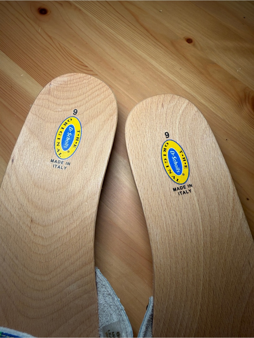 NEW Vintage Dr. Scholl’s Original Wooden Sandals Plaid Multi Color 9 - Picture 5 of 8
